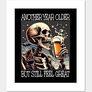 Birthday Mens Beer Drinking Skeleton Posters and Art